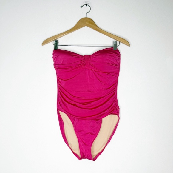 La Blanca Pink Strapless One-Piece Swimsuit Size 8 - Picture 2 of 6